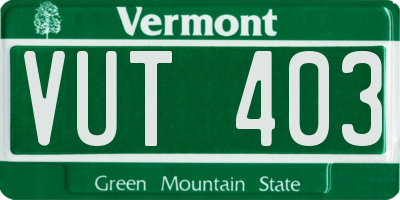 VT license plate VUT403