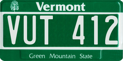VT license plate VUT412