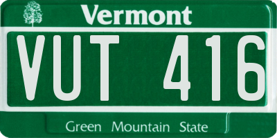VT license plate VUT416