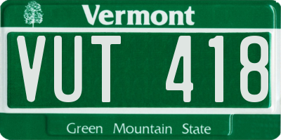 VT license plate VUT418
