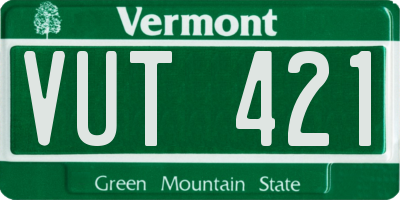 VT license plate VUT421
