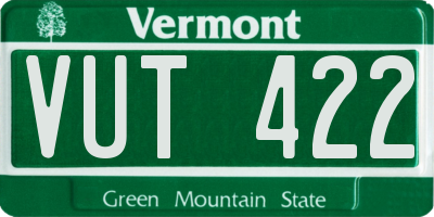 VT license plate VUT422
