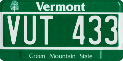 VT license plate VUT433