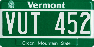 VT license plate VUT452