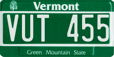 VT license plate VUT455