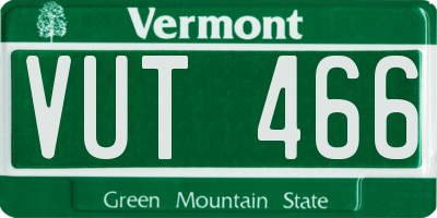 VT license plate VUT466