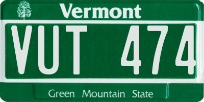 VT license plate VUT474