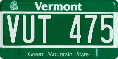 VT license plate VUT475