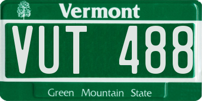 VT license plate VUT488