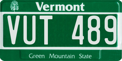 VT license plate VUT489