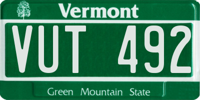 VT license plate VUT492