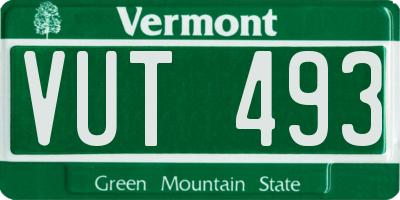 VT license plate VUT493