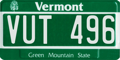 VT license plate VUT496