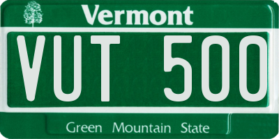 VT license plate VUT500