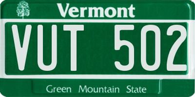 VT license plate VUT502