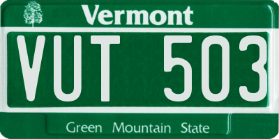 VT license plate VUT503