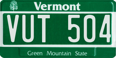 VT license plate VUT504