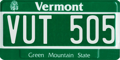 VT license plate VUT505
