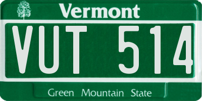 VT license plate VUT514