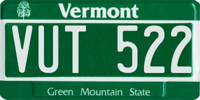 VT license plate VUT522