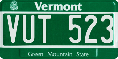 VT license plate VUT523