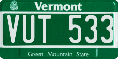 VT license plate VUT533