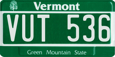 VT license plate VUT536