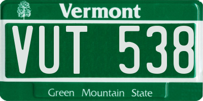 VT license plate VUT538