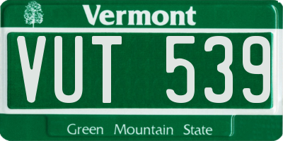 VT license plate VUT539