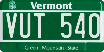 VT license plate VUT540