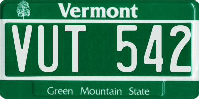 VT license plate VUT542