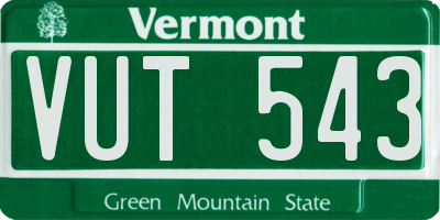 VT license plate VUT543