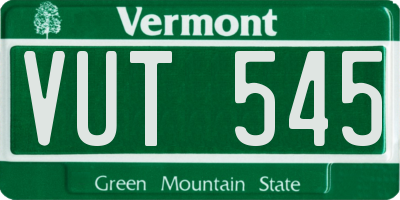 VT license plate VUT545