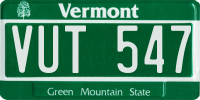 VT license plate VUT547