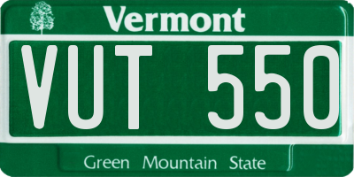 VT license plate VUT550