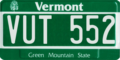 VT license plate VUT552
