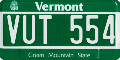 VT license plate VUT554