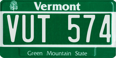 VT license plate VUT574