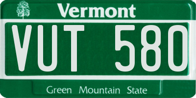 VT license plate VUT580