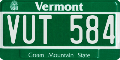 VT license plate VUT584
