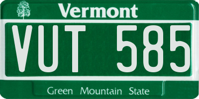 VT license plate VUT585