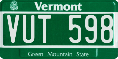 VT license plate VUT598