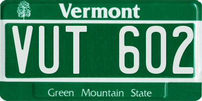 VT license plate VUT602