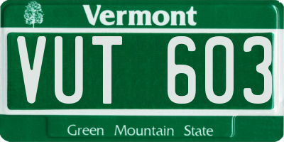 VT license plate VUT603