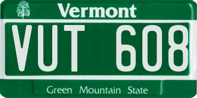 VT license plate VUT608