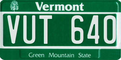 VT license plate VUT640