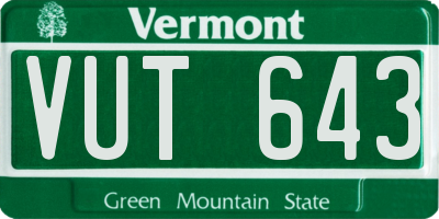 VT license plate VUT643