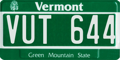 VT license plate VUT644