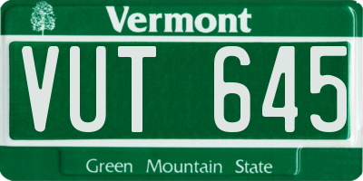VT license plate VUT645