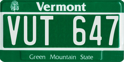 VT license plate VUT647